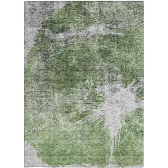 Green And Gray Abstract Washable Indoor Outdoor Area Rug Photo 5