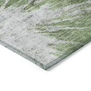 Photo of Green And Gray Abstract Washable Indoor Outdoor Area Rug