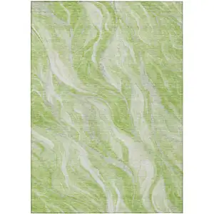 Photo of Green And Ivory Abstract Washable Indoor Outdoor Area Rug