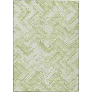 Photo of Green And Ivory Geometric Washable Indoor Outdoor Area Rug