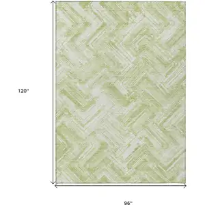 Photo of Green And Ivory Geometric Washable Indoor Outdoor Area Rug