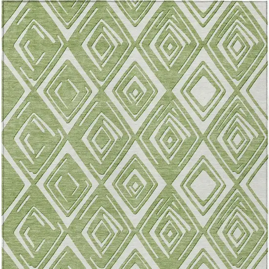 Green And Ivory Geometric Washable Indoor Outdoor Area Rug Photo 8