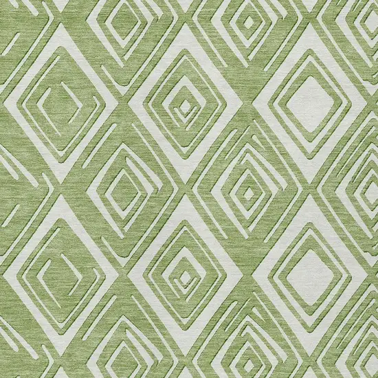 Green And Ivory Geometric Washable Indoor Outdoor Area Rug Photo 6