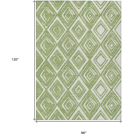 Green And Ivory Geometric Washable Indoor Outdoor Area Rug Photo 3