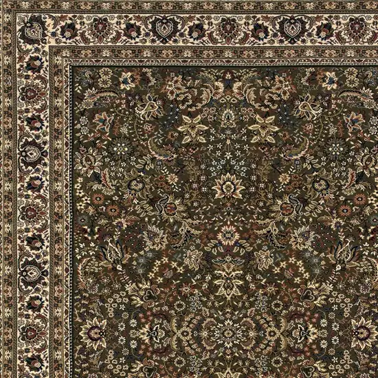 Green And Ivory Oriental Area Rug Photo 4