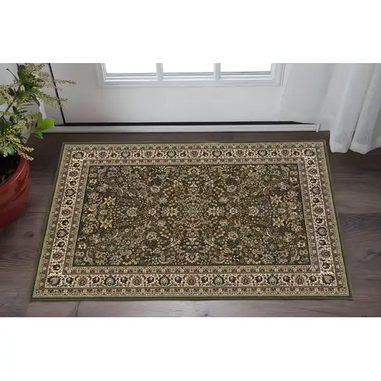 Green And Ivory Oriental Area Rug Photo 1