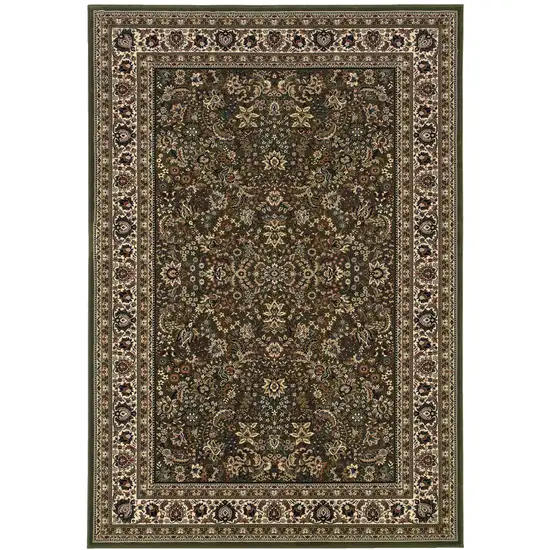 Green And Ivory Oriental Area Rug Photo 2