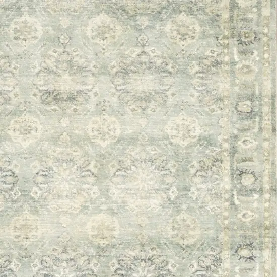 Green And Ivory Oriental Power Loom Stain Resistant Area Rug Photo 5