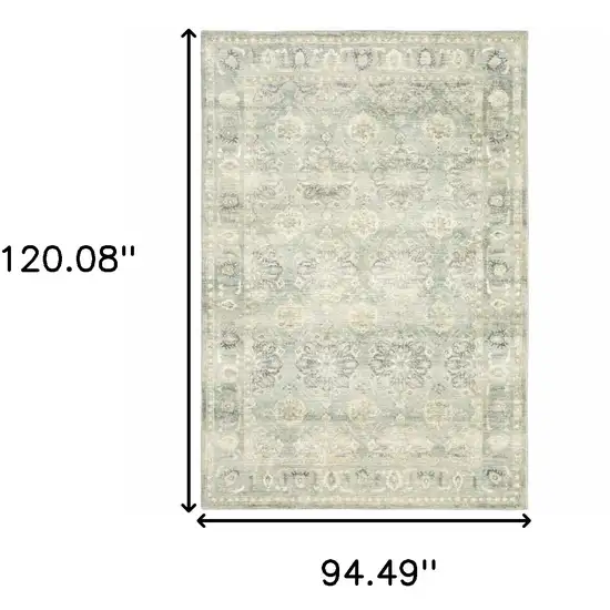 Green And Ivory Oriental Power Loom Stain Resistant Area Rug Photo 10