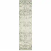 Photo of Green And Ivory Oriental Power Loom Stain Resistant Runner Rug