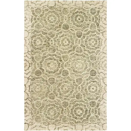 Green And Ivory Wool Geometric Hand Tufted Area Rug Photo 2