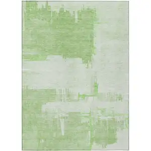 Photo of Green And Mint Green Abstract Washable Indoor Outdoor Area Rug