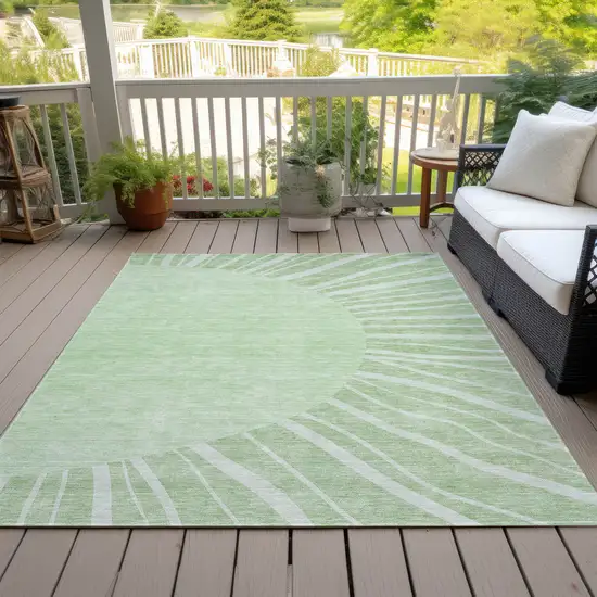 Green And Mint Green Abstract Washable Indoor Outdoor Area Rug Photo 6