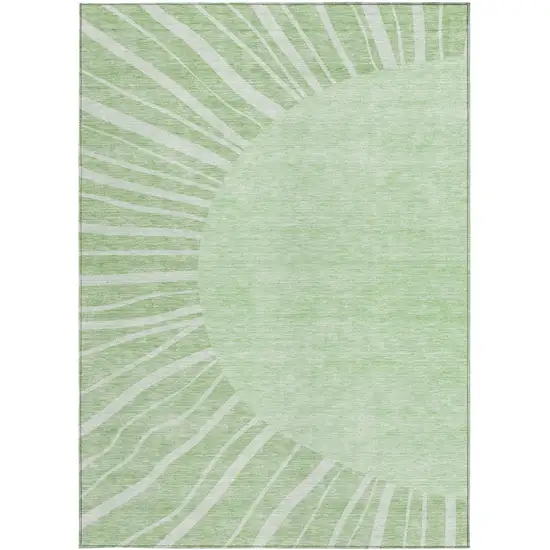 Green And Mint Green Abstract Washable Indoor Outdoor Area Rug Photo 5