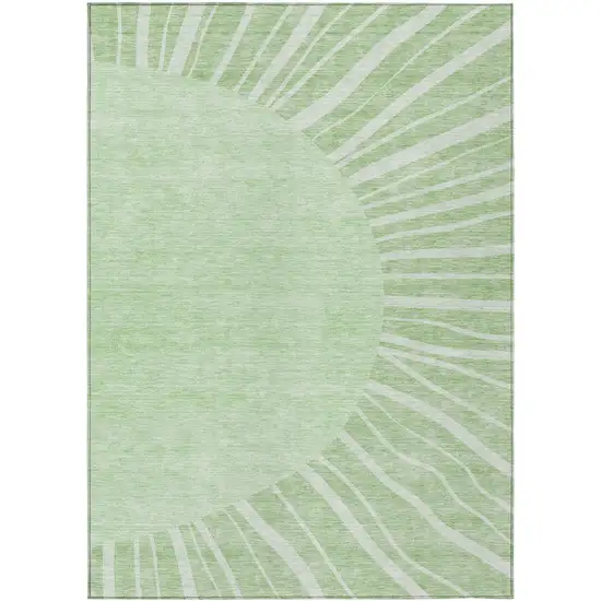 Green And Mint Green Abstract Washable Indoor Outdoor Area Rug Photo 2