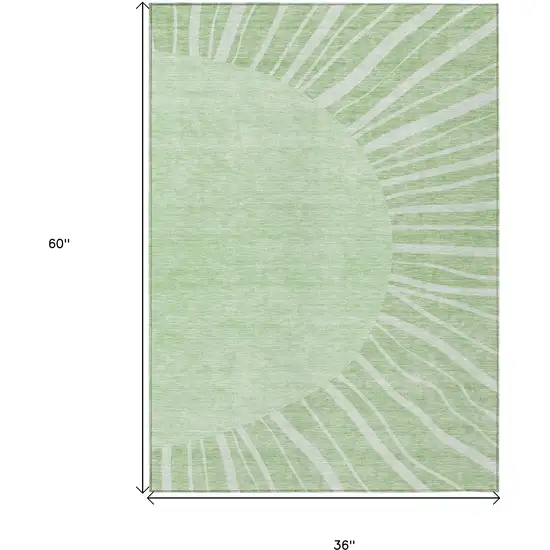 Green And Mint Green Abstract Washable Indoor Outdoor Area Rug Photo 3