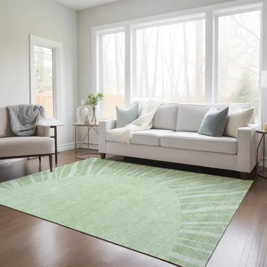 Green And Mint Green Abstract Washable Indoor Outdoor Area Rug Photo 8