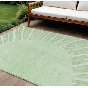 Photo of Green And Mint Green Abstract Washable Indoor Outdoor Area Rug