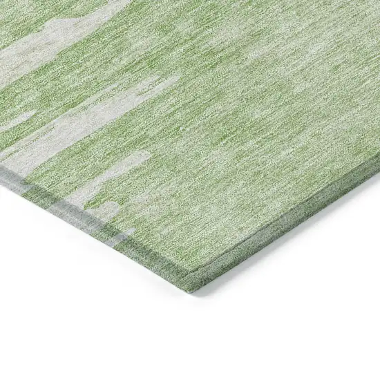 Green And Mint Green Abstract Washable Indoor Outdoor Area Rug Photo 3