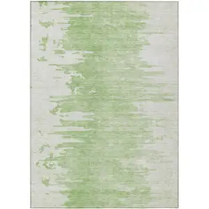 Photo of Green And Mint Green Abstract Washable Indoor Outdoor Area Rug