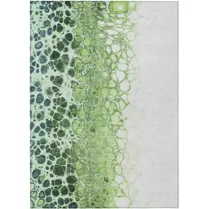 Photo of Green And Mint Green Abstract Washable Indoor Outdoor Area Rug