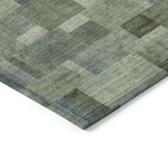 Green And Mint Green Geometric Washable Indoor Outdoor Area Rug Photo 3