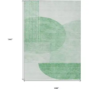 Photo of Green And Mint Green Geometric Washable Indoor Outdoor Area Rug