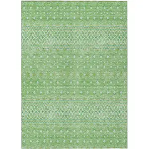 Photo of Green And Mint Green Tribal Washable Indoor Outdoor Area Rug