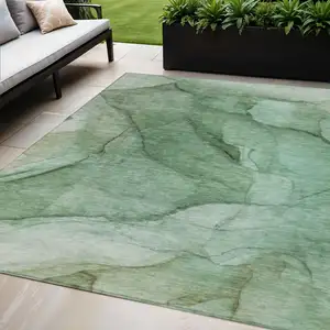 Photo of Green And Sage Abstract Washable Indoor Outdoor Area Rug