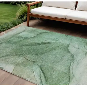 Photo of Green And Sage Abstract Washable Indoor Outdoor Area Rug