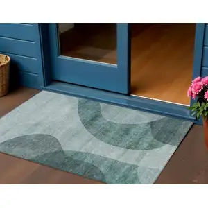 Photo of Green And Sage Abstract Washable Indoor Outdoor Area Rug