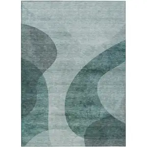 Photo of Green And Sage Abstract Washable Indoor Outdoor Area Rug