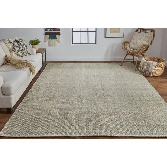 Green And Tan Hand Woven Area Rug Photo 5