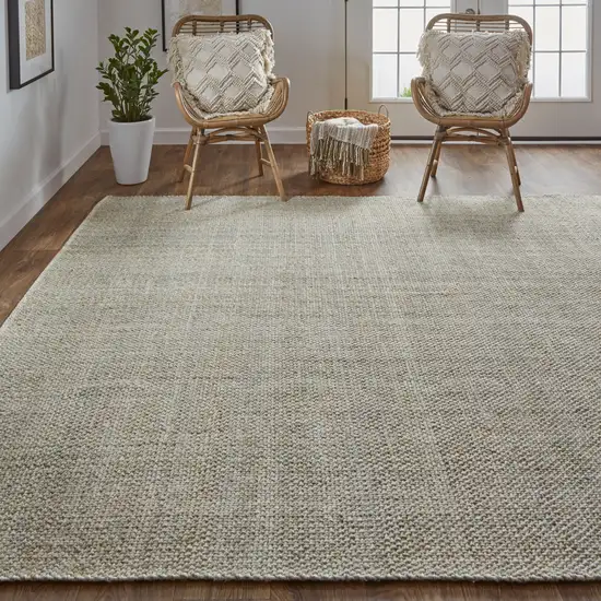 Green And Tan Hand Woven Area Rug Photo 7