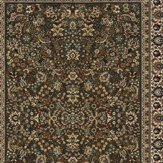 Green Black And Ivory Oriental Area Rug Photo 4