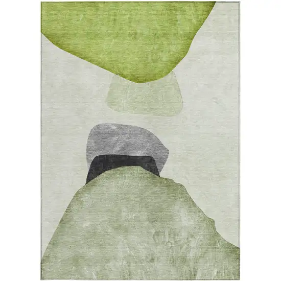 Green Black and Gray Abstract Washable Non Skid Indoor Outdoor Area Rug Photo 4