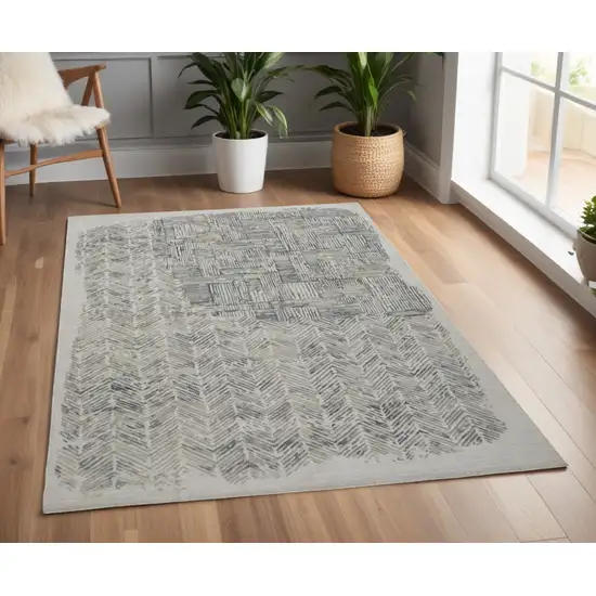 Blue and Ivory Abstract Hand Woven Distressed Area Rug Photo 1