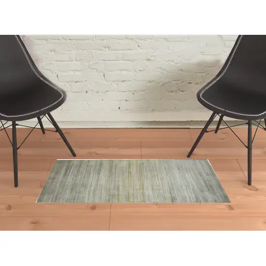 Green Blue And Tan Ombre Hand Woven Area Rug Photo 2