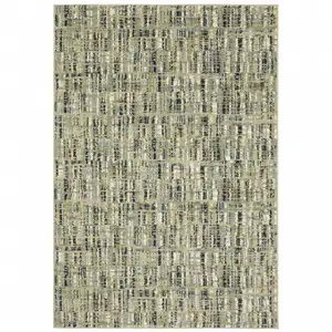 Photo of Green Blue Ivory Beige And Light Blue Abstract Power Loom Stain Resistant Area Rug