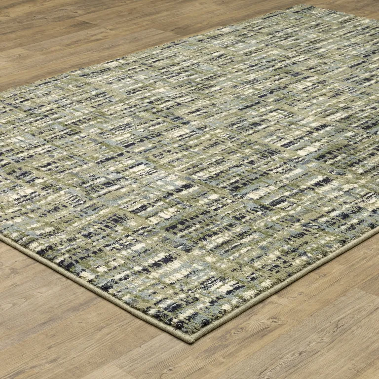 Green Blue Ivory Beige And Light Blue Abstract Power Loom Stain Resistant Area Rug Photo 5