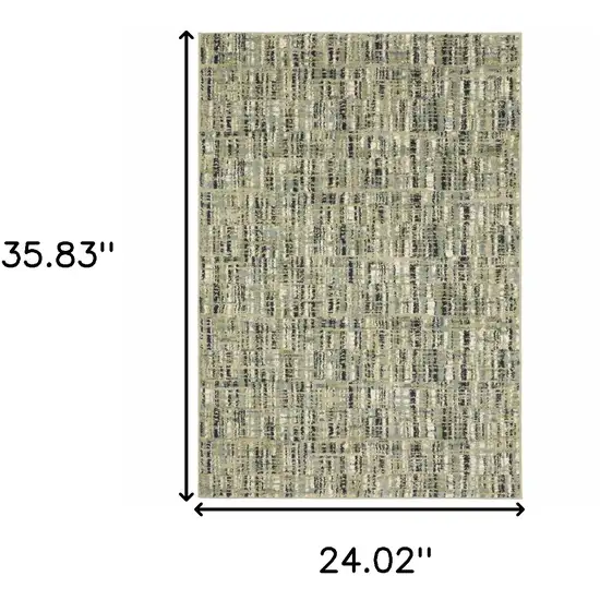 Green Blue Ivory Beige And Light Blue Abstract Power Loom Stain Resistant Area Rug Photo 9