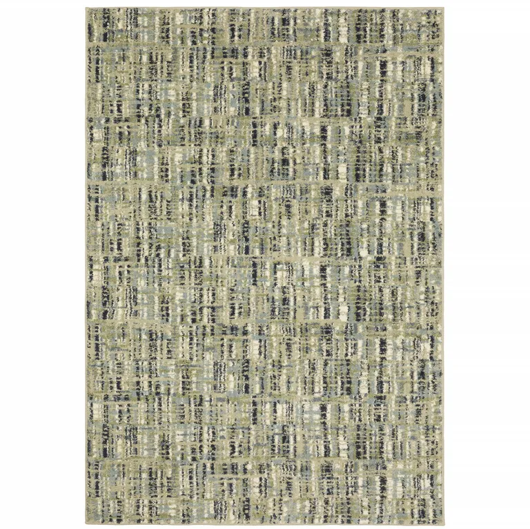 Green Blue Ivory Beige And Light Blue Abstract Power Loom Stain Resistant Area Rug Photo 1