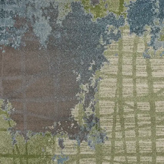 Green Blue Machine Woven Abstract Indoor Area Rug Photo 3