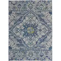 Photo of Green Blue and Ivory Oriental Power Loom Area Rug