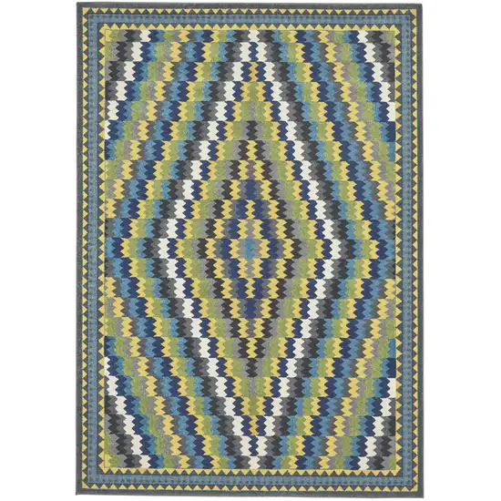 Green Blue and Yellow Southwestern Power Loom Area Rug Photo 4