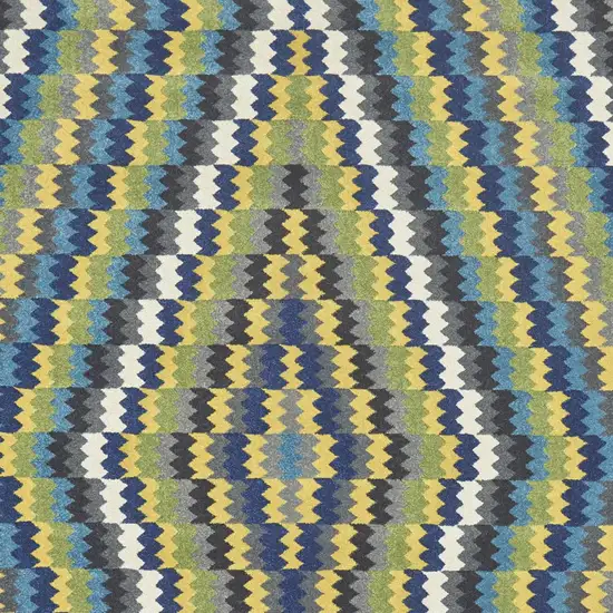 Green Blue and Yellow Southwestern Power Loom Area Rug Photo 7