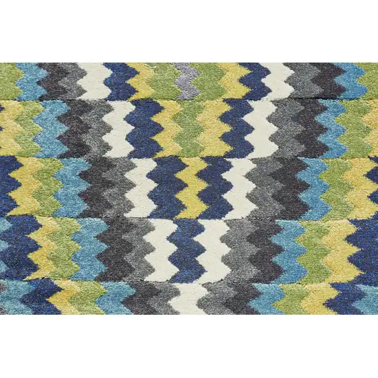 Green Blue and Yellow Southwestern Power Loom Area Rug Photo 5