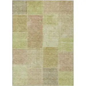 Photo of Green Copper And Mint Green Patchwork Washable Indoor Outdoor Area Rug