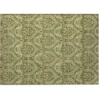 Photo of Green Damask Washable Non Skid Indoor Outdoor Area Rug