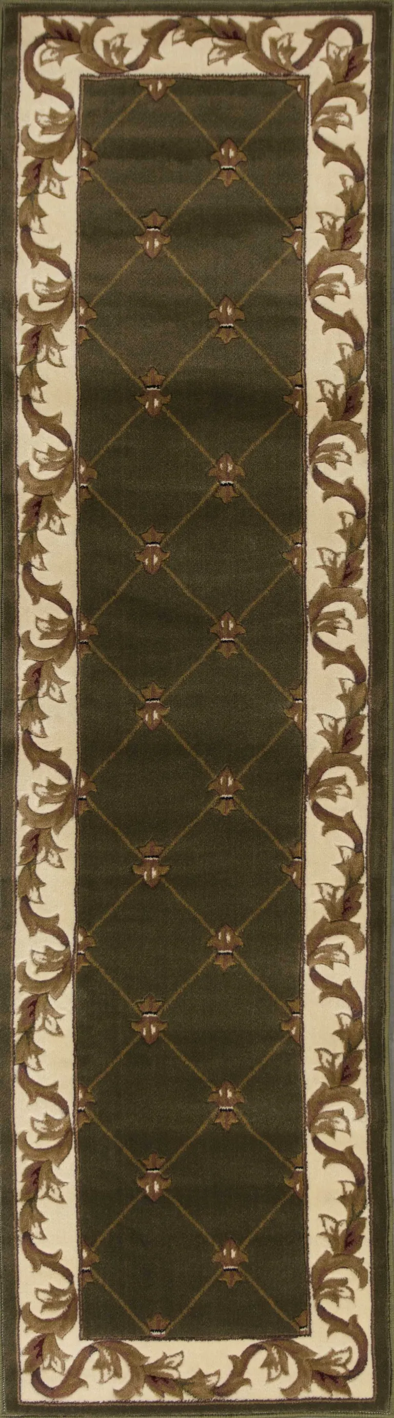 Green Fleur de Lis Runner Rug Photo 1